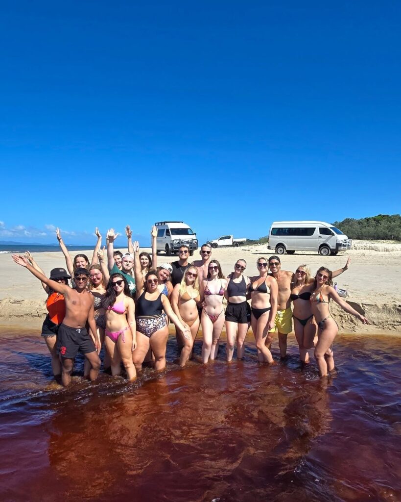 Group enjoying a beach day.